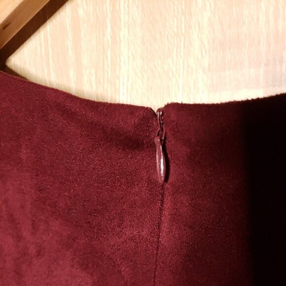 Aqua Womens Maroon Suede Feel Short Sleeve Dress Large - Picture 5 of 7